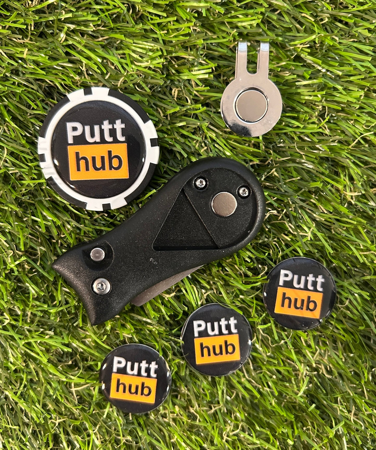 Golf plastic Pitchfork Magnetic Hat Clip With Putt Hub Markers And Poker chip