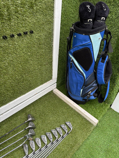 Nicklaus Linear Dynamics Golf Set with Snake Eyes Maraging Steel Driver, Matching Woods & Stand Bag