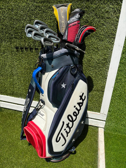 Titleist DCI 762 Irons, Cobra Driver, Odyssey White Ice Teron & Titleist Stars & Stripes Cart Bag