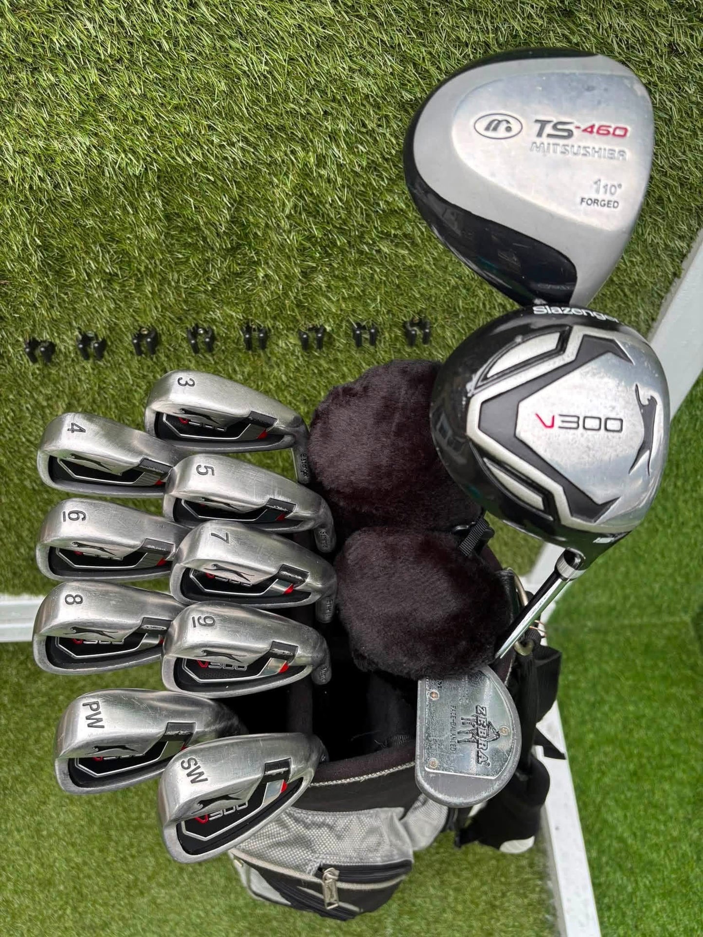 Slazenger V300 3–SW Complete Golf Set – Mitsubishi Driver, V300 3 Wood, RAM Zebra Putter & Slazenger Bag