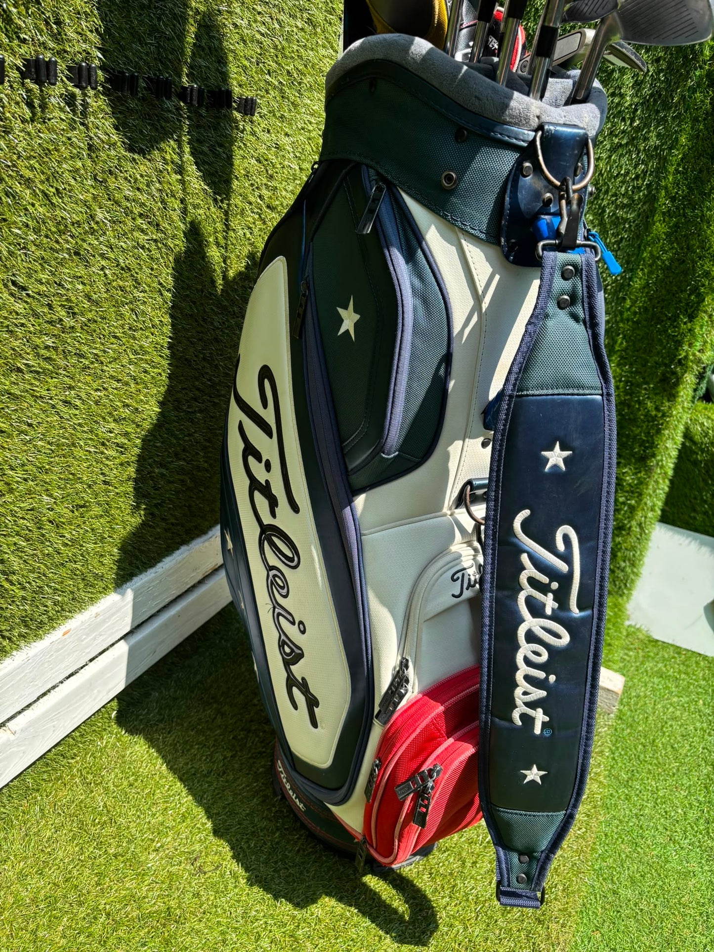 Titleist DCI 762 Irons, Cobra Driver, Odyssey White Ice Teron & Titleist Stars & Stripes Cart Bag