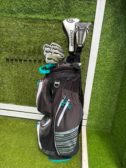 Cleveland CG7 Tour Irons, TaylorMade R9 Hybrid, Cleveland Launcher Driver & Ping Bag
