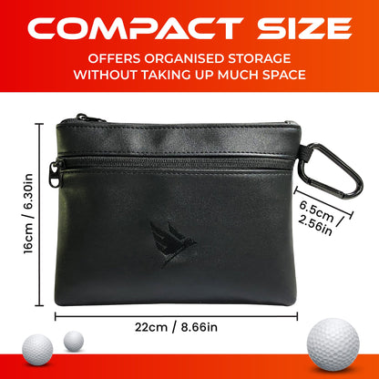 SWIFTEE Golf Valuables Pouch with Fleece Lining and Vegan Leather Material for Accessories and Tee Ball Storage