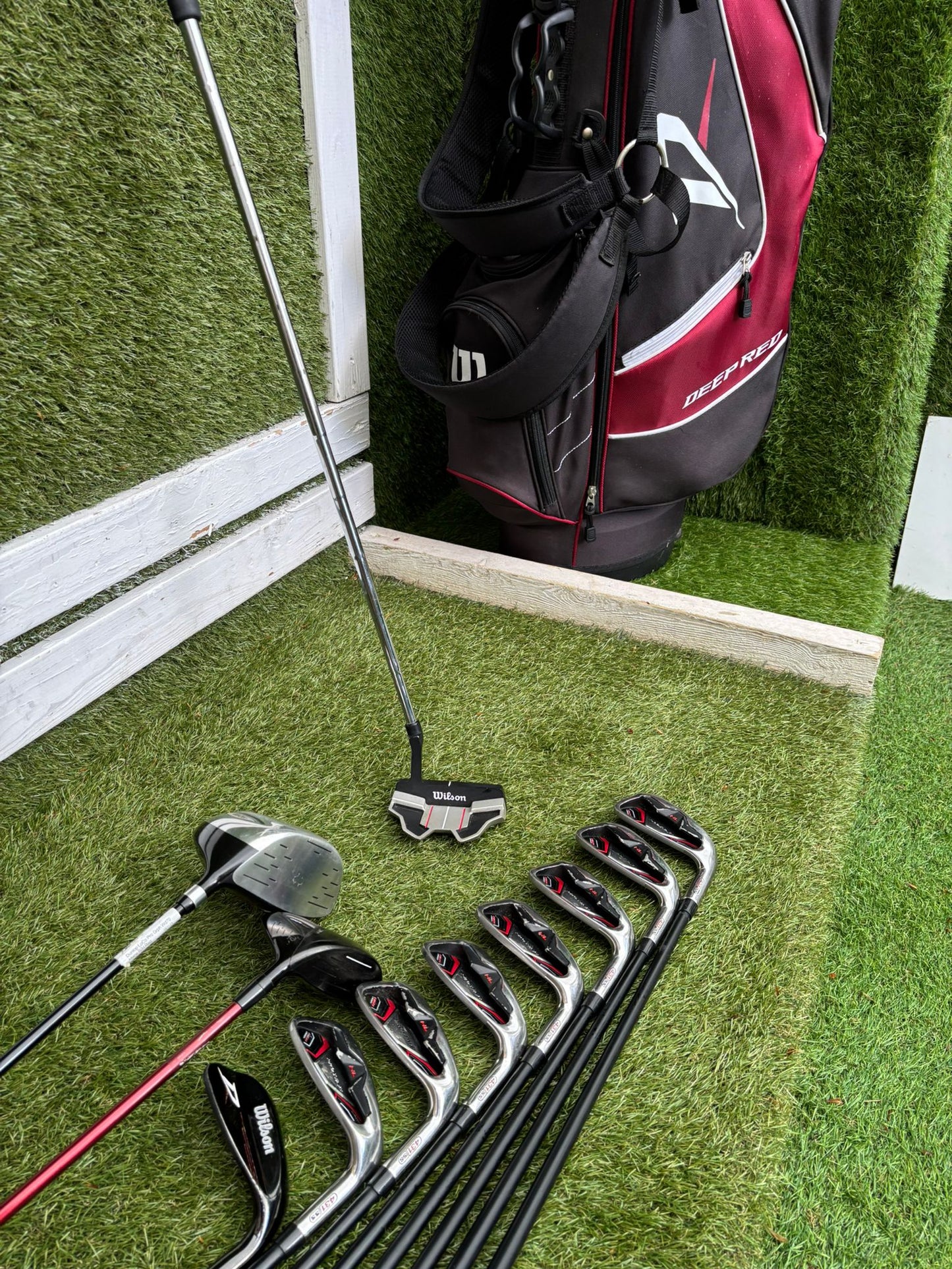 Wilson ProStaff HL Graphite Golf Set + Deep Red Woods & Wilson Deep Red Stand Bag