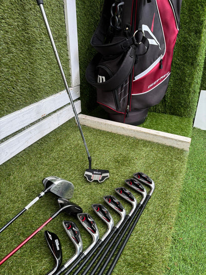 Wilson ProStaff HL Graphite Golf Set + Deep Red Woods & Wilson Deep Red Stand Bag