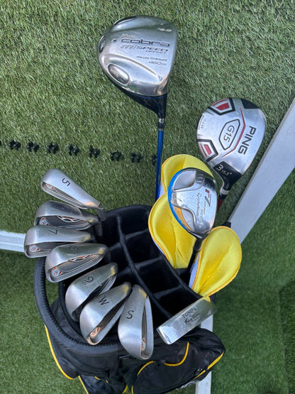 🔥 Ping G10 Irons (5–SW) + Cobra Driver + Ping G15 3 Wood + TaylorMade Hybrid + PowaKaddy Dri Waterproof Bag