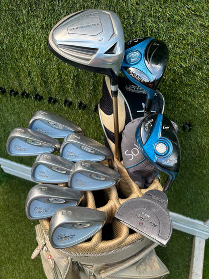 Cobra 3100 I/H Ladies Graphite Irons, Callaway Solaire Woods & RAM Force Cart Bag