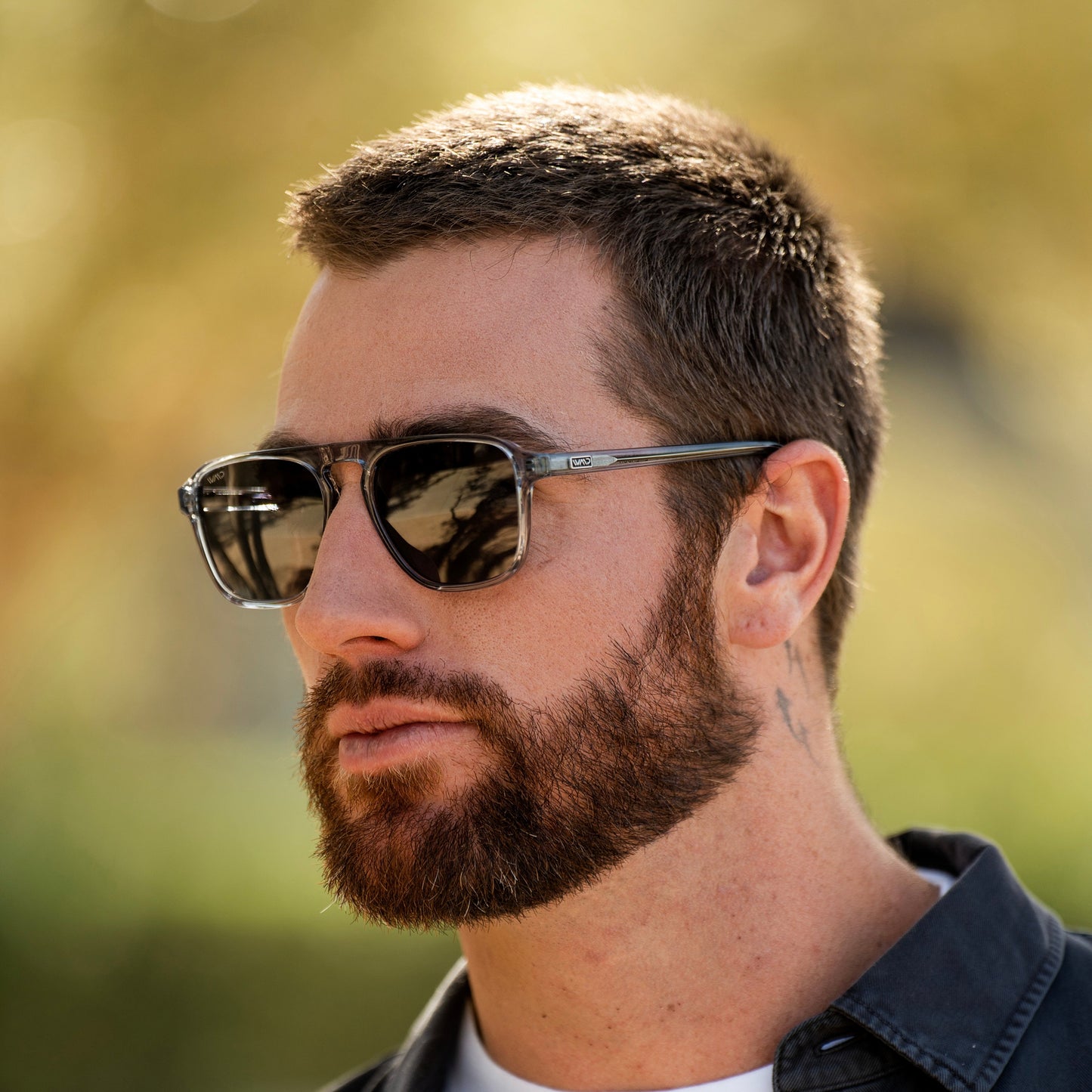 EMERSON Unisex Square Aviator Sunglasses in Denim Blue by WMP Eyewear
