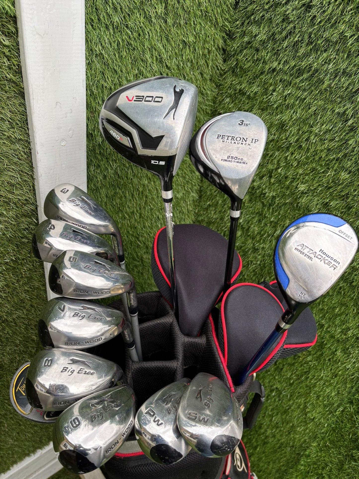 Slazenger Big Ezee Iron-Wood Golf Set V300 Driver Hybrid Stand Bag Free P&P
