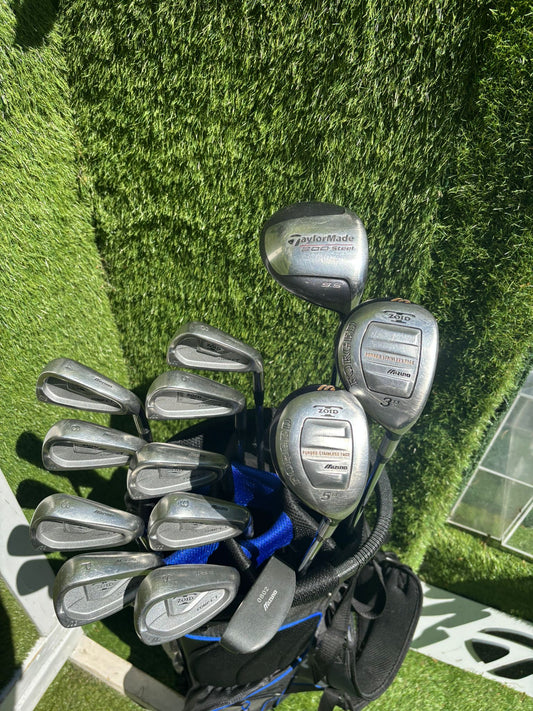 Mizuno Zoid Comp CT Irons 3–SW, Mizuno Woods & Cobra Stand Bag Golf Set