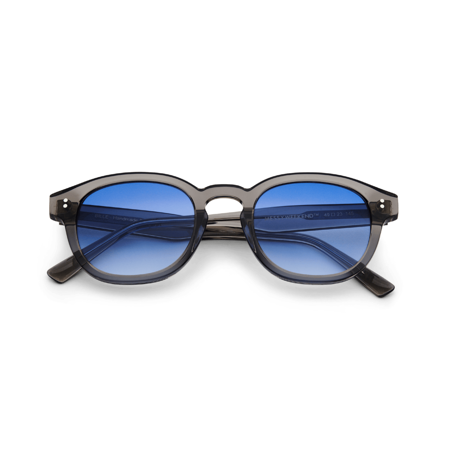 BILLE Grey Crystal Blue Sunglasses by Messy Weekend