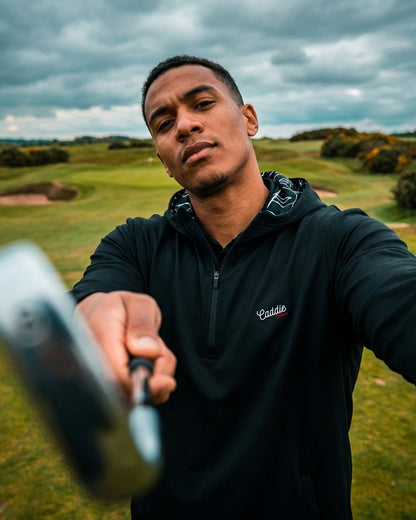 Men's Black Performance Golf Hoodie, Lightweight, 4-Way Stretch