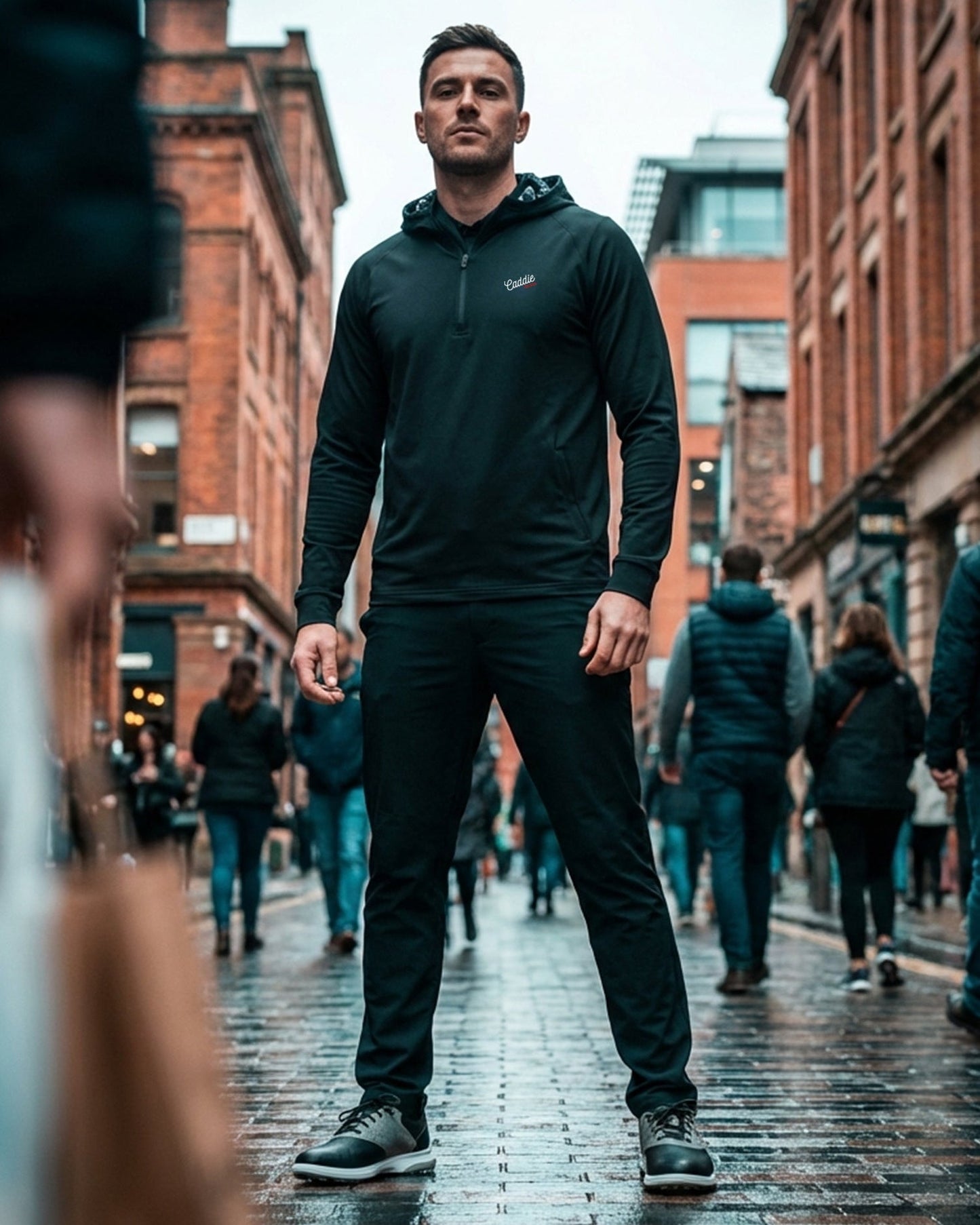 Men's Black Performance Golf Hoodie, Lightweight, 4-Way Stretch