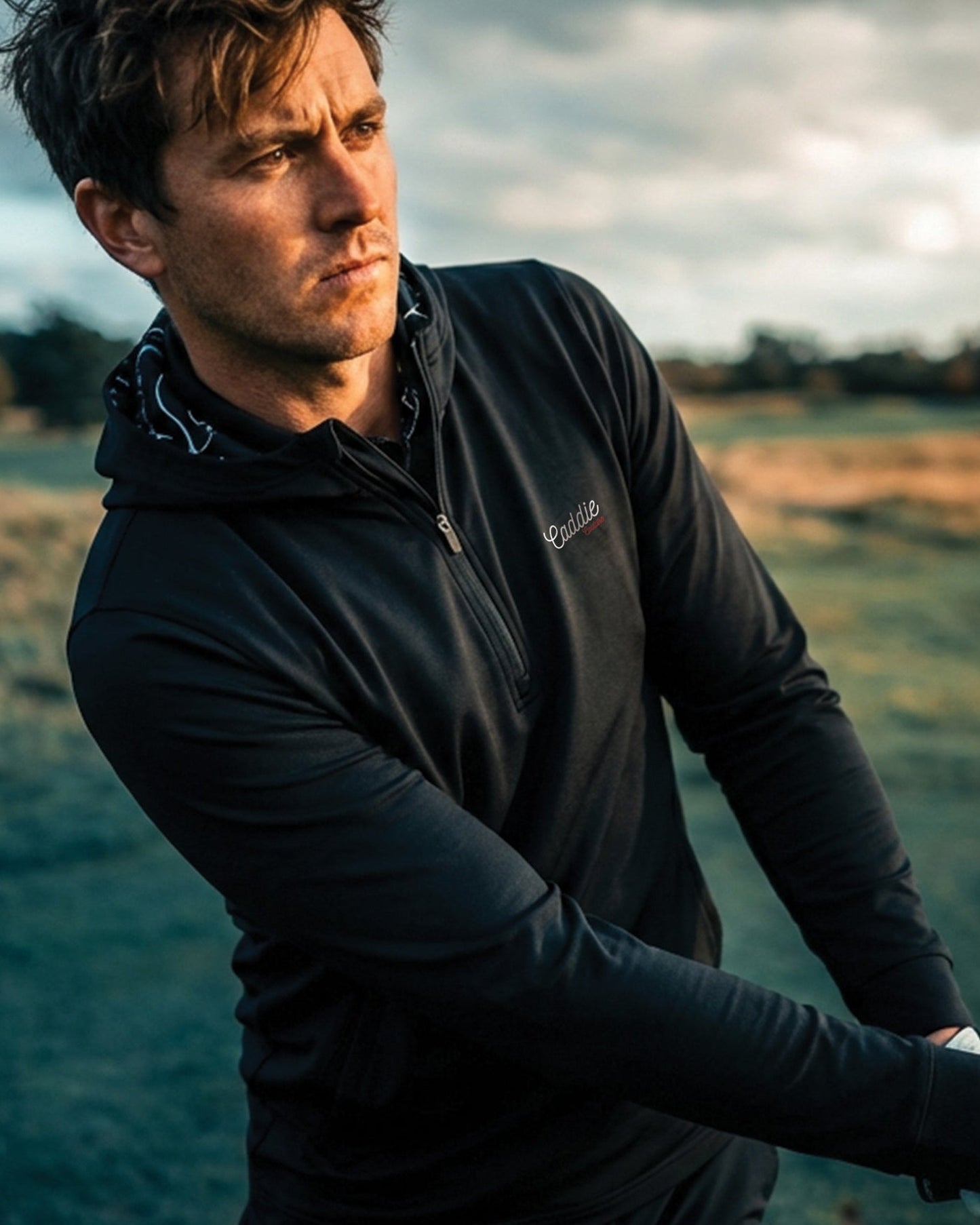 Men's Black Performance Golf Hoodie, Lightweight, 4-Way Stretch