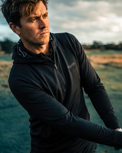 Men's Black Performance Golf Hoodie, Lightweight, 4-Way Stretch