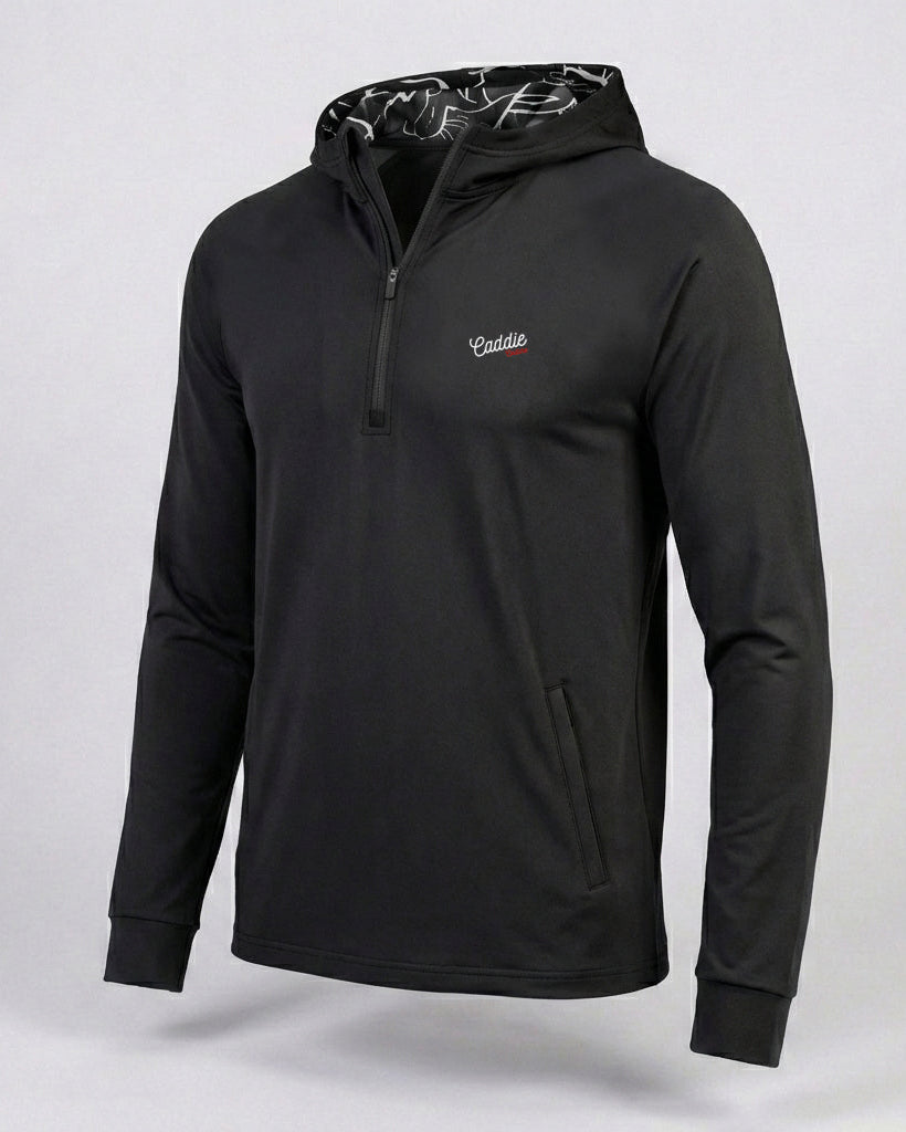 Men's Black Performance Golf Hoodie, Lightweight, 4-Way Stretch