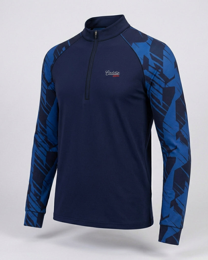 Men's Navy Golf 4-Way Stretch Performance Quarter Zip