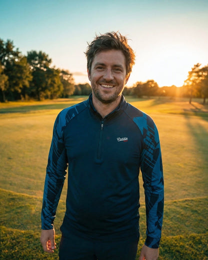 Men's Navy Golf 4-Way Stretch Performance Quarter Zip