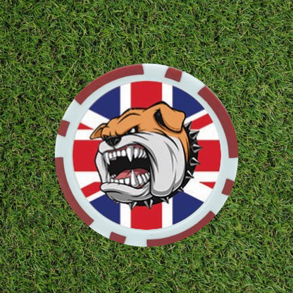 British Bulldog On Union Jack Poker Chip - Golf Ball Marker