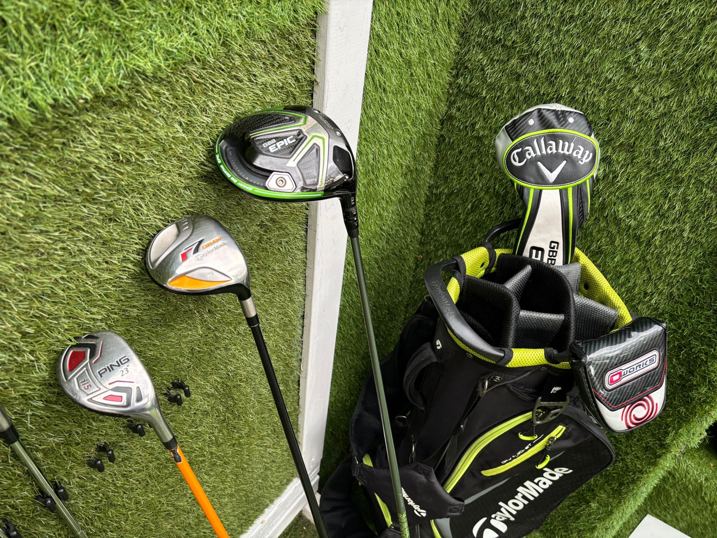 Callaway GBB Epic Adjustable Driver + TaylorMade Burner Irons (4–SW) + Ping i15 Hybrid + r7 Draw 5 Wood + Odyssey Marxman Putter