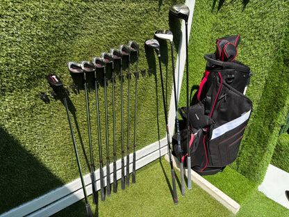 Wilson Deep Red Irons, TaylorMade Burner 3.0 Fairway Wood, Wilson Driver & Brand New Stand Bag