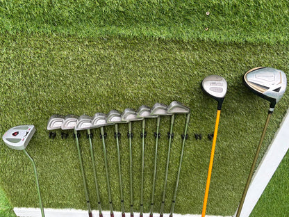 Pinseeker 3–SW Full Golf Set + John Letters Driver, MD Golf 3 Wood & Slazenger Putter