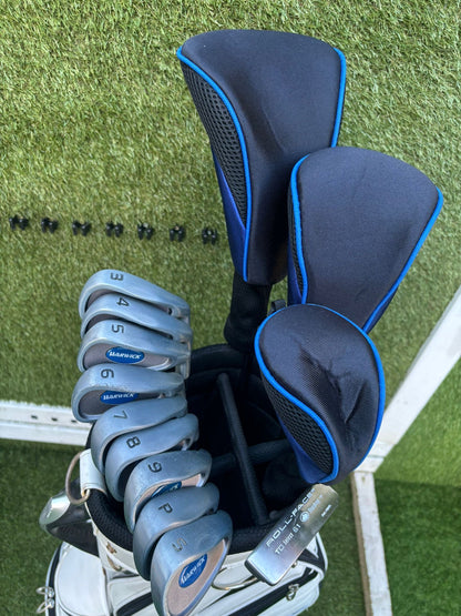 Warwick Iron Set (3–SW) + Mizuno F-60 3 Wood + Hybrid + Putter + TaylorMade Cart Bag