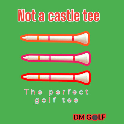 The O G-Not A Castle Tee Premium 70mm Bamboo Golf Tee With Orange, Pink & Red Castle Height Indicators-30 Pack