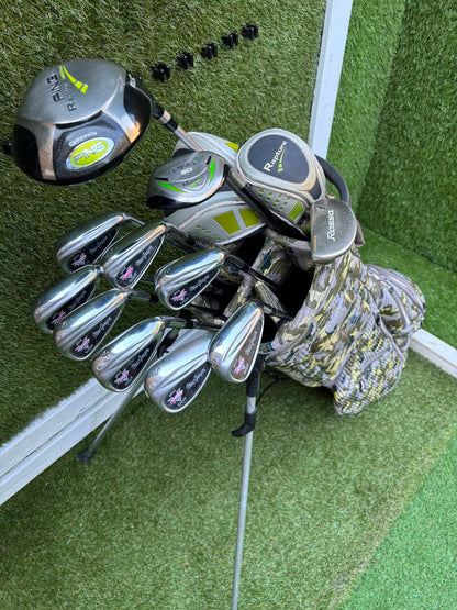 MacGregor V-Foil M565 Irons, Ping Driver, Ping Hybrid, TaylorMade Putter & Premium OUUL Camouflage Stand Bag