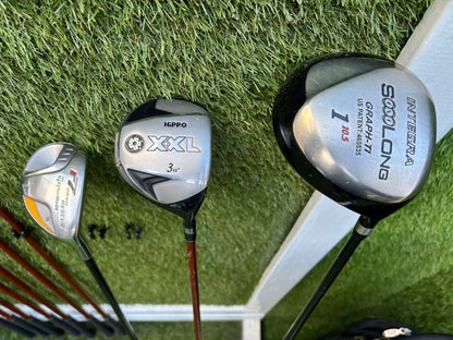 Hippo XXL Iron Set + TaylorMade r7 Rescue Hybrid + Integra Driver + Izzo Stand Bag