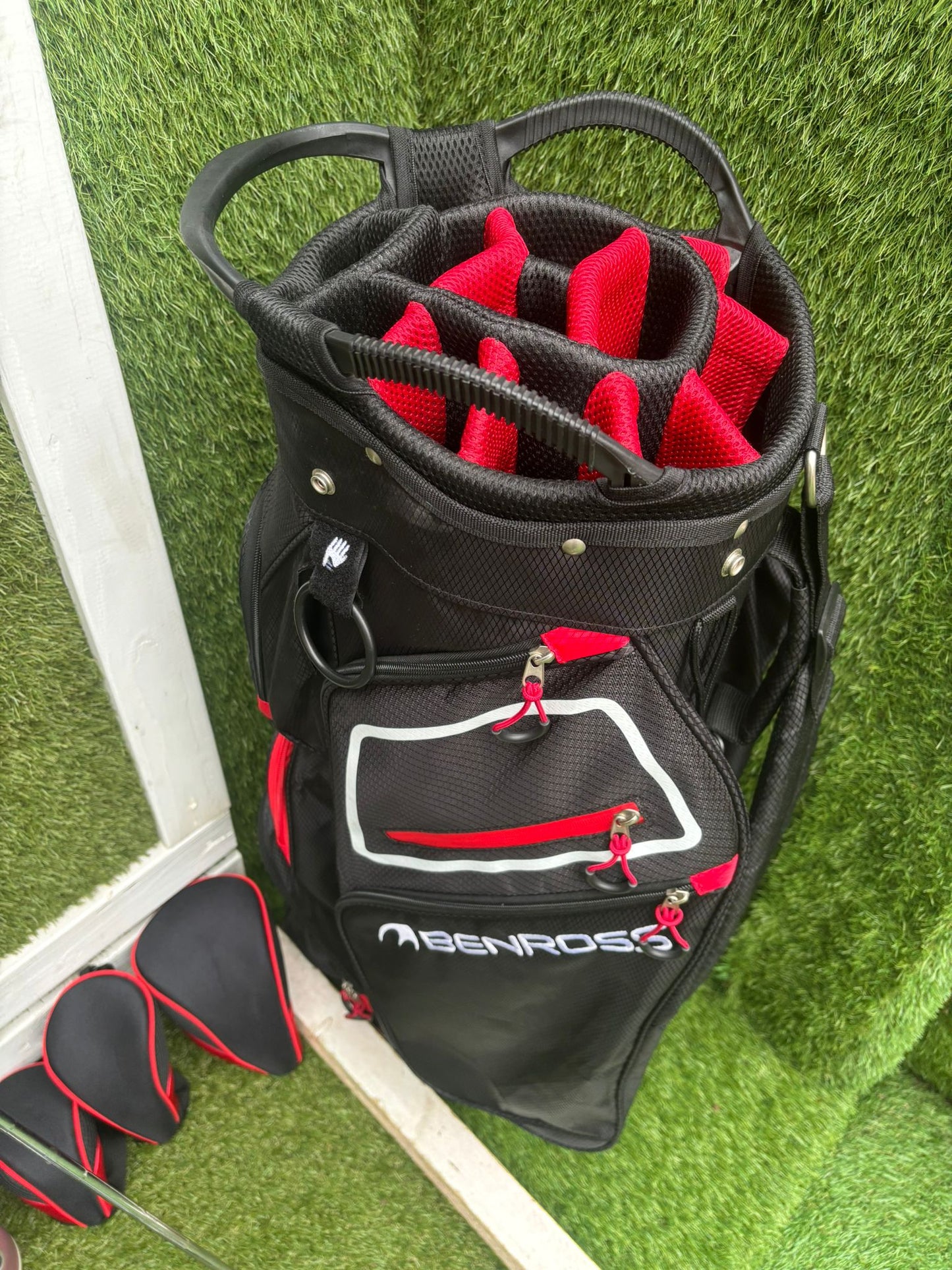 Wilson HotBlade Irons (5–SW) with Dunlop XPT Driver, Callaway & Mizuno Woods, Cleveland Hybrid Benross Cart Bag (12 Clubs)