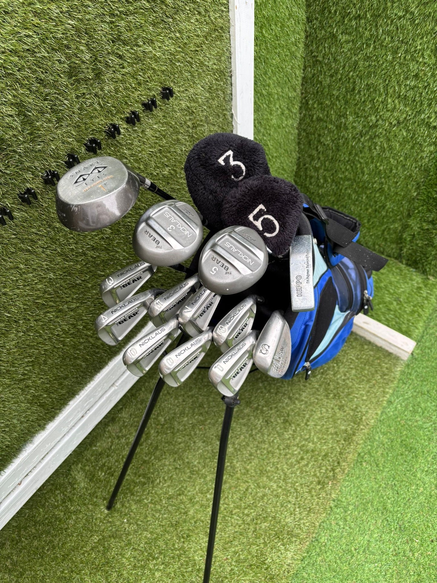 Nicklaus Linear Dynamics Golf Set with Snake Eyes Maraging Steel Driver, Matching Woods & Stand Bag