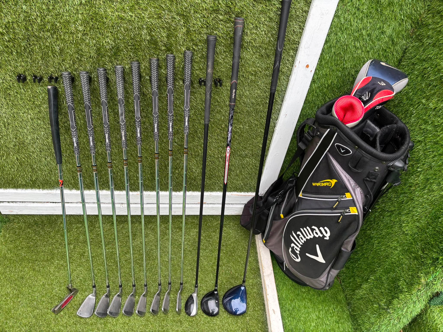 Nike Ignite Dymo² Driver, Spalding Cannon Irons (3–9, SW), TaylorMade Rescue & Rossa Putter | Callaway Stand Bag