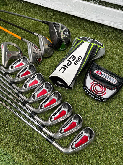 Callaway GBB Epic Adjustable Driver + TaylorMade Burner Irons (4–SW) + Ping i15 Hybrid + r7 Draw 5 Wood + Odyssey Marxman Putter