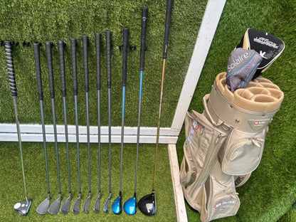 Cobra 3100 I/H Ladies Graphite Irons, Callaway Solaire Woods & RAM Force Cart Bag