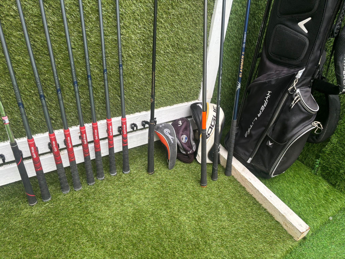 Callaway Tungsten Titanium Irons + Donnay Driver + Mizuno Fairway + Confidence Hybrid + Callaway Stand Bag (12 Clubs)
