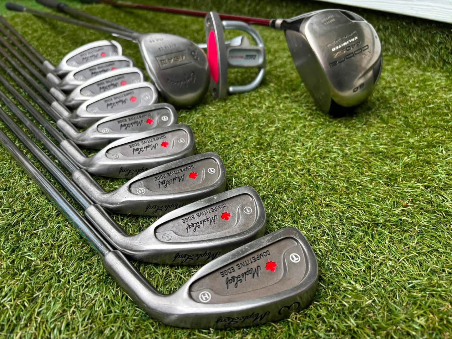 Maple Leaf Competitive Edge Irons + King Cobra Driver, 3 Wood, Zucci Putter & PowaKaddy Bag
