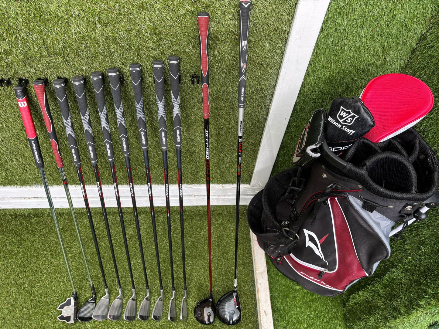 Wilson ProStaff HL Graphite Golf Set + Deep Red Woods & Wilson Deep Red Stand Bag