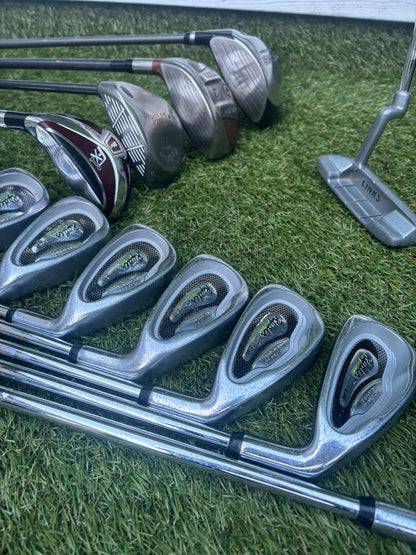 Ryder Z-40 Irons + Ben Sayers Power Pact Driver + Woods + RAM FXi Hybrid + Stowamate Bag (14 Clubs)