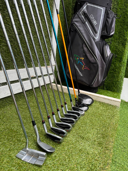 Benross Delta X Irons, Delta Driver, Adams Idea Pro Hybrid, Mizuno M-Craft IV, Vokey SM6 & Greg Norman Cart Bag
