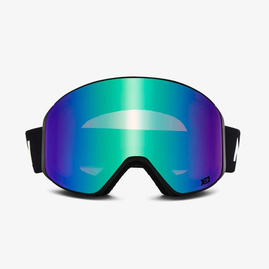 Messy Weekend Mirrored Ski Goggles, CLEAR XE2, Dual Layered UV400, Black Green