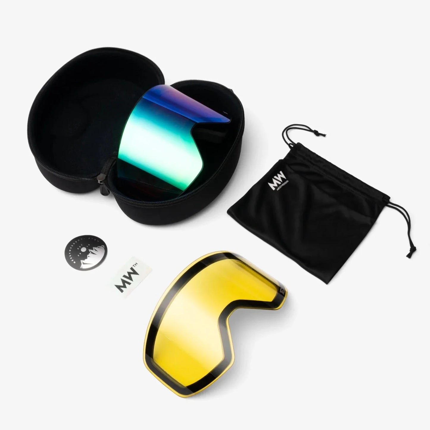 Messy Weekend Mirrored Ski Goggles, CLEAR XE2, Dual Layered UV400, Black Green