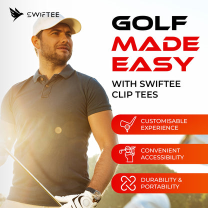 SWIFTEE Clip On Durable Golf Tee Tees With Height Markers - 5 x 70mm 5 x 40mm