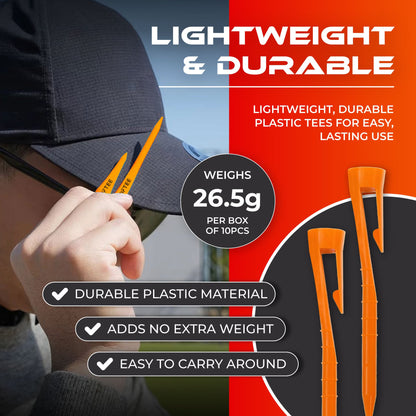 SWIFTEE Clip On Durable Golf Tee Tees With Height Markers - 5 x 70mm 5 x 40mm