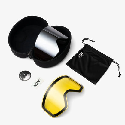 Messy Weekend Mirrored Ski Goggles, CLEAR XE2, Dual Layered UV400, Light Grey