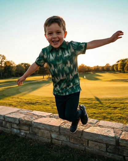 Youth Camo Performance Golf Polo – Stretch, Breathable