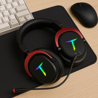 2.4G wireless PC gaming headset headphones microphone led light up