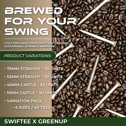 SWIFTEE Biodegradable Golf Tees - Made from Recycled Coffee Grounds - PGA Show Award Winner