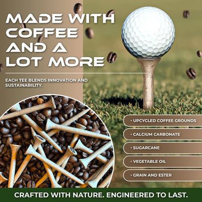 SWIFTEE Biodegradable Golf Tees - Made from Recycled Coffee Grounds - PGA Show Award Winner