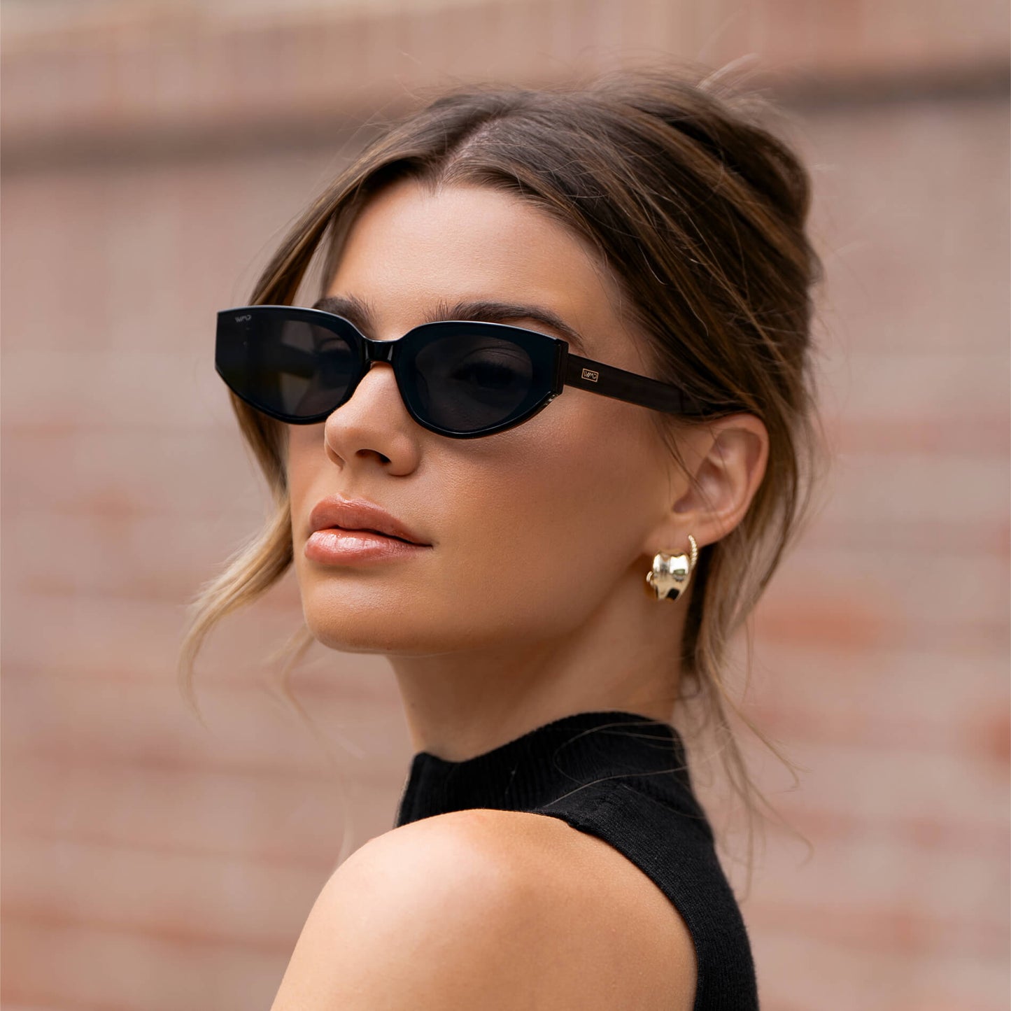 ASTRA Women's Cat-Eye Sunglasses in Triple Black by WMP Eyewear